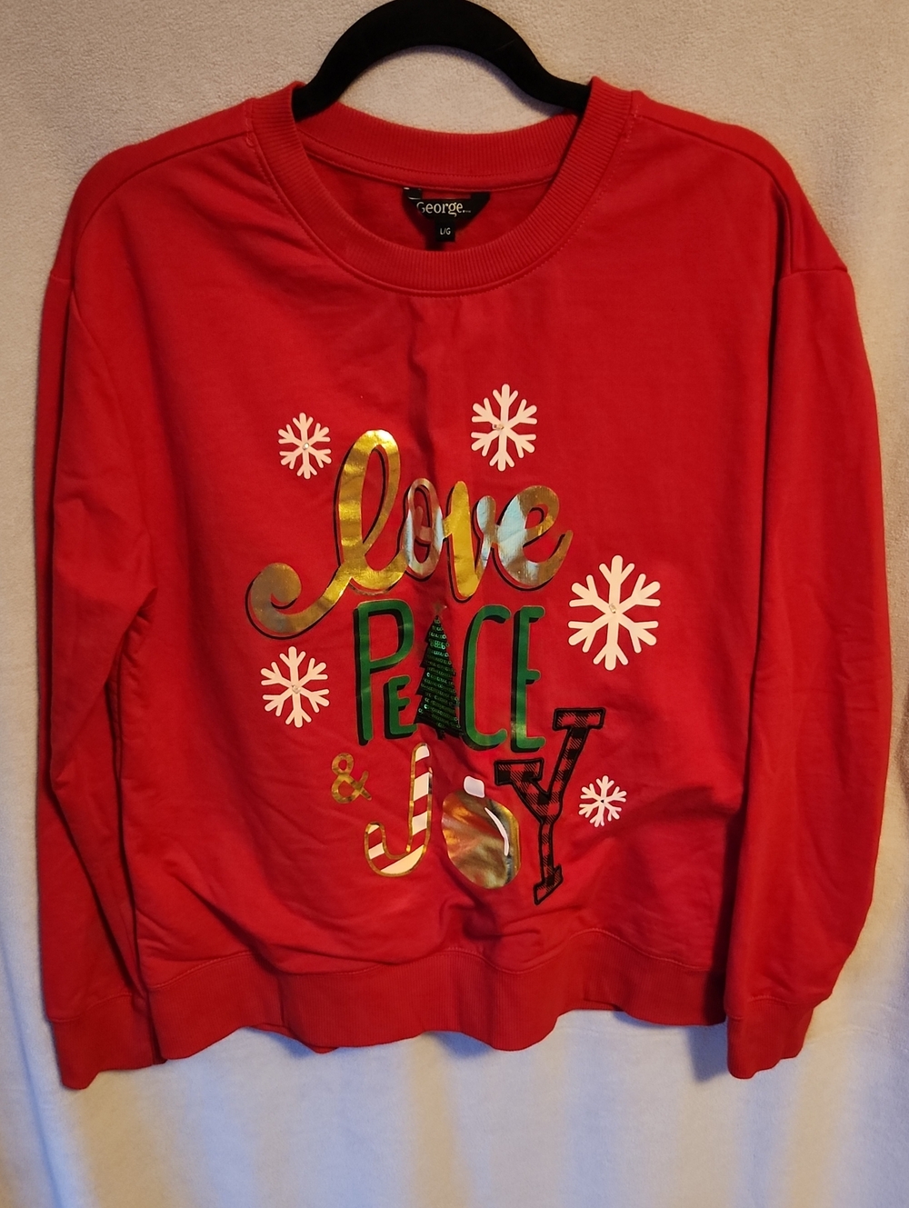 George Red Holiday 'Love Peace & Joy' Light Up Sweatshirt